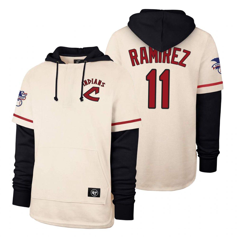 Men Cleveland Indians #11 Ramirez Cream 2021 Pullover Hoodie MLB Jersey->cleveland indians->MLB Jersey